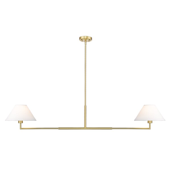 Z-Lite Leila Chandelier, 2-Light, 12 In.W x 62 In.L x 9.5 In.H, Luxe Gold/White Linen 744-62L-LG - main